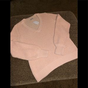 J. Crew Blush Pink Waffle V-Neck Sweater Medium